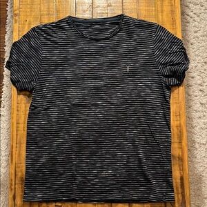 All Saints Black and White Striped Short Sleeve Tee